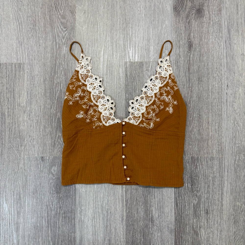 Free People Cute Brown Crop Top